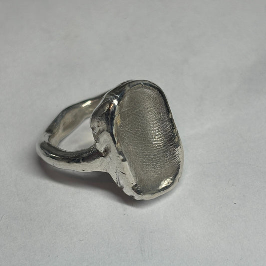 handgemaakte ring zilverklei met vingerafdruk