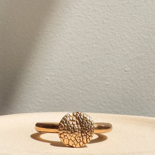 bronzen ring met rondje /relief hondenneus
